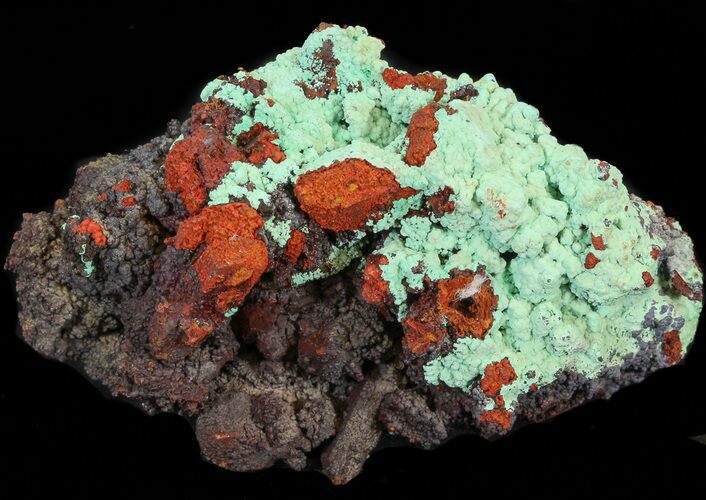 Malachite and Limonite Coated Quartz Cluster - Morocco #43814